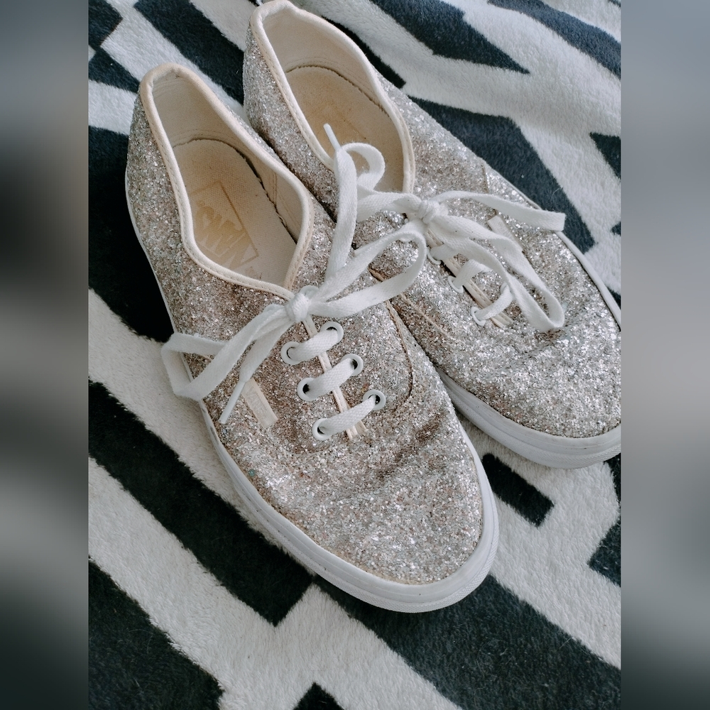 Silver Glitter Vans Size 7.5